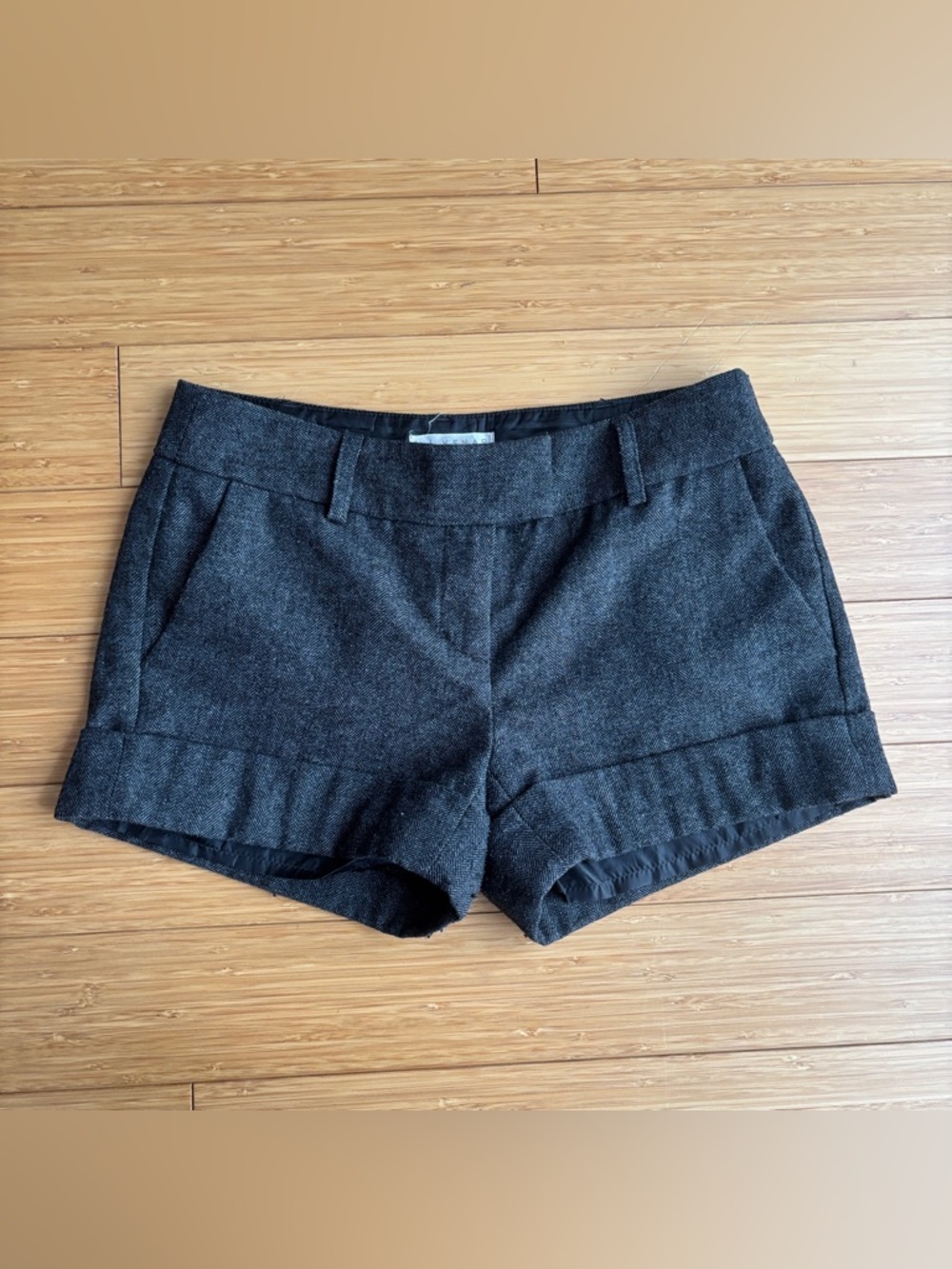 Vintage Y2K gray wool blend mid rise trouser shorts